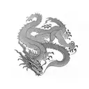 dragon sleep in forest tattoo design idea