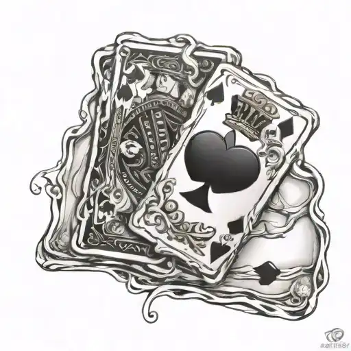whiskey glass with ace and king of hearts tattoo design idea