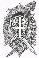 Scottish war sword shield tattoo design idea