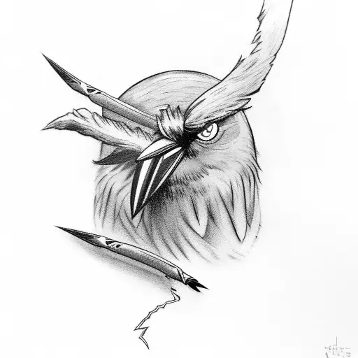 Odin's Crow with lightning bolt tattoo design idea