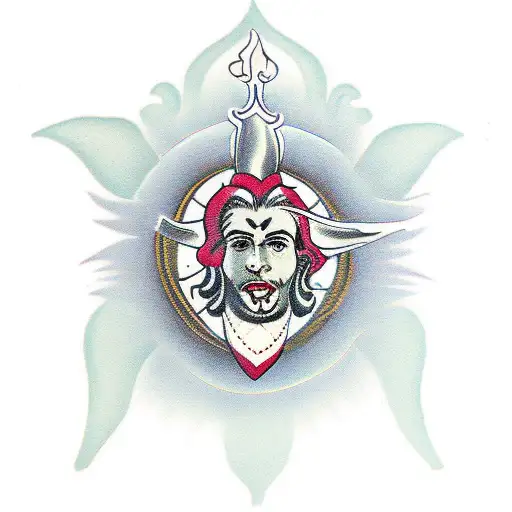 Sacred Heart with Daggers and Lilies tattoo design idea