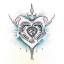 Sacred Heart with Daggers and Lilies tattoo design idea