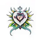 Sacred Heart with Daggers and Lilies tattoo design idea