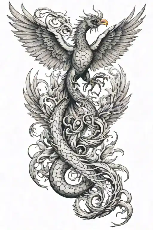 Phoenix and a scorpio tattoo design idea