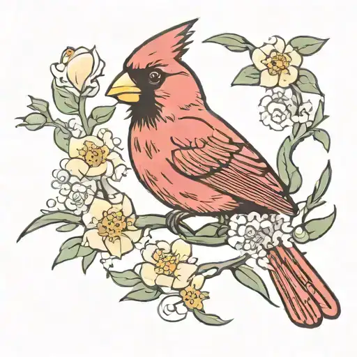 cardinal singing melodiously tattoo design idea