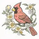 cardinal singing melodiously tattoo design idea