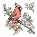 cardinal singing melodiously tattoo design idea