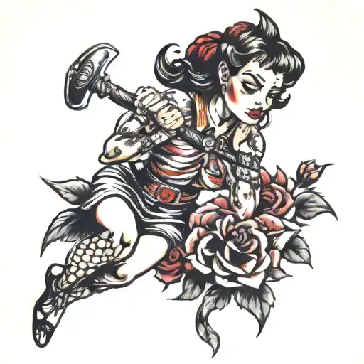 mace girl tattoo design idea