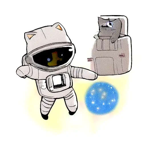 A cat astronaut exploring a galaxy tattoo design idea
