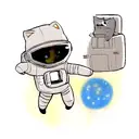 A cat astronaut exploring a galaxy tattoo design idea