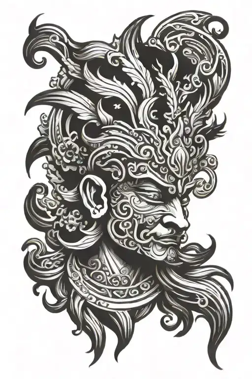 Garuda tibet bird inside a human head tattoo design idea