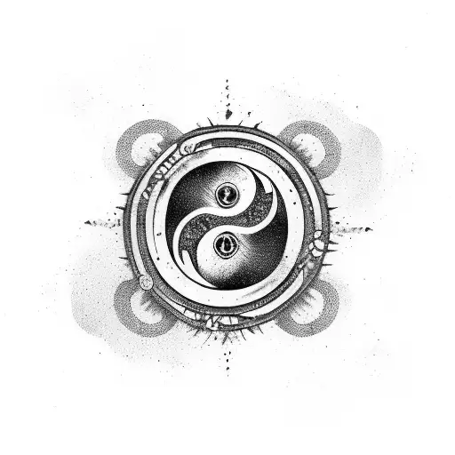 A yin yang symbol with a dark horror twist tattoo design idea