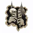 skeleton middle fingers with twin towers  tattoo design idea