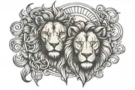 lion and sun shining tattoo design idea