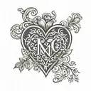 heart initials tattoo design idea