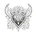 heart initials tattoo design idea