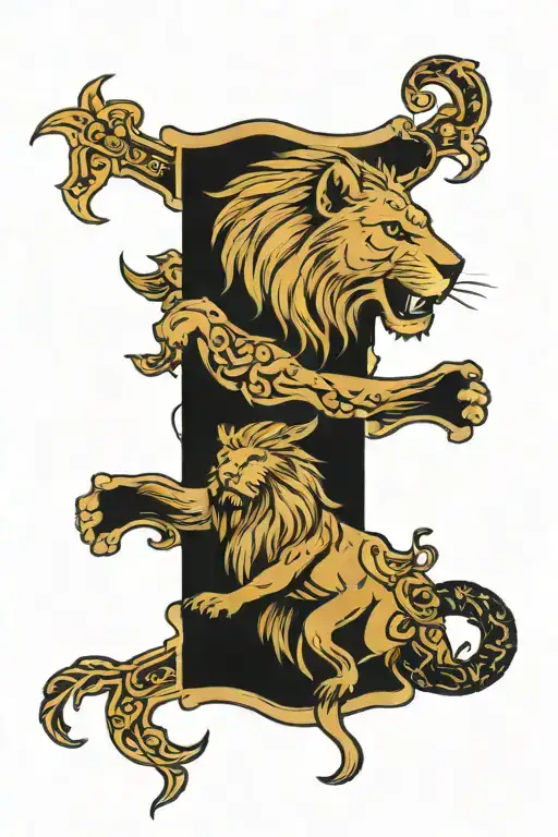 vikings and lion and bear arm sleeve tattoo design idea