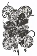 Black five leaf clover centered in tribal design tattoo design idea