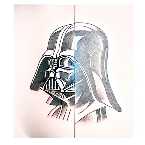 darth vader thinking in koi pond tattoo design idea