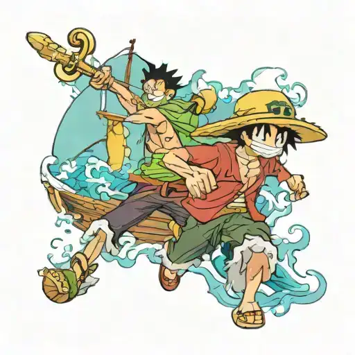 Luffy zoro going merry one piece tattoo design idea