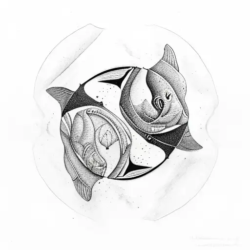  orcas yin yang  tattoo design idea