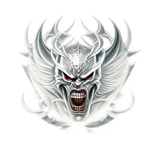 warrior fighting demons tattoo design idea