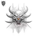 warrior fighting demons tattoo design idea