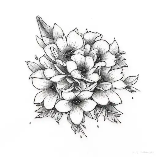 A dainty birth flower bouquet tattoo of May, February, April, June  tattoo design idea