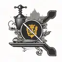 A creative design combining elements of a waiter's tray and the flag of the Canary Islands, representing your passion for your occupation and favorite place tattoo design idea