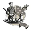 A creative design combining elements of a waiter's tray and the flag of the Canary Islands, representing your passion for your occupation and favorite place tattoo design idea