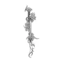 Eowyn's sword tangled with simbelmyne flowers tattoo design idea