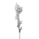 Eowyn's sword tangled with simbelmyne flowers tattoo design idea