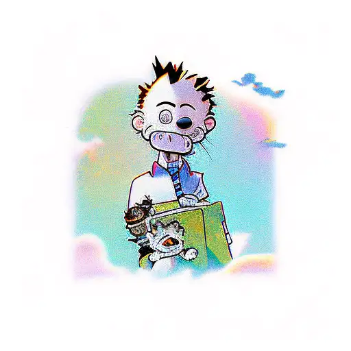 Calvin and Hobbes memorial for mother tattoo design idea