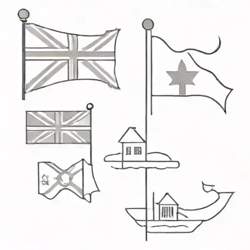 house and england flag and vietnam flag tattoo design idea