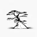 A bonsai tree growing from a cracked stone, symbolizing resilience and strength tattoo design idea