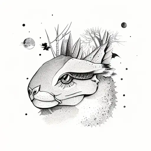 nature and night sky tattoo design idea