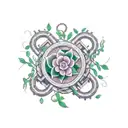 A broken chain mended together with blooming vines, symbolizing your ability to turn bad things into opportunities for growth and learning. tattoo design idea