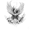 A phoenix rising from the ashes, symbolizing your belief in progress and the ability to overcome challenges. tattoo design idea