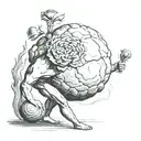 sisyphus pushing a carnation flower tattoo design idea