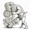 sisyphus pushing a carnation flower tattoo design idea