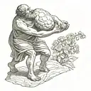 sisyphus pushing a carnation flower tattoo design idea