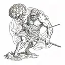 sisyphus pushing a carnation flower tattoo design idea