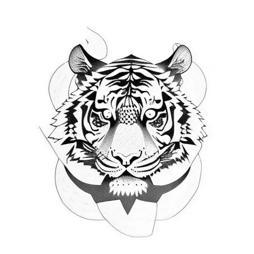 tiger chasing dragon  tattoo design idea