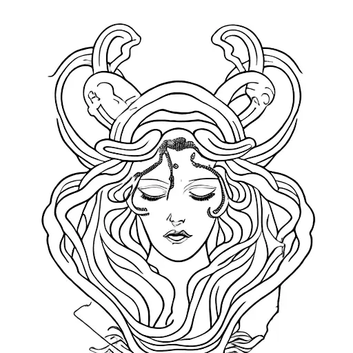 persephone and medusa in one tattoo design idea