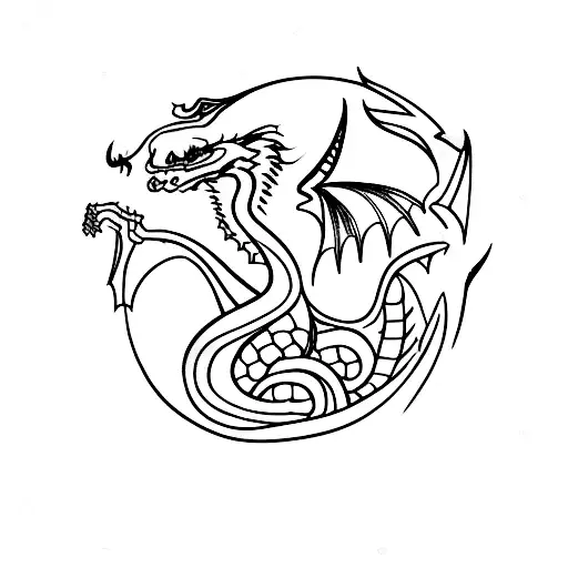 dragon's hair with pomegranate, rope and moon tattoo design idea