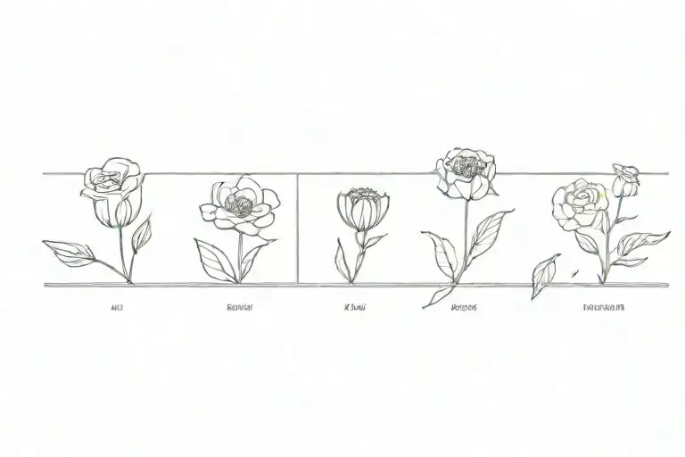 February March April November December birth flowers tattoo design idea
