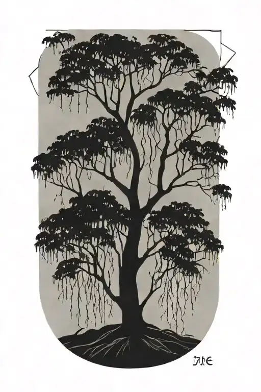willow tree silhouette tattoo design idea