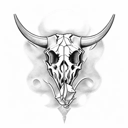 Bull Skull, Rose, Wheat, Canola tattoo design idea