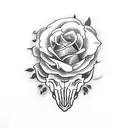 Bull Skull, Rose, Wheat, Canola, colour tattoo design idea