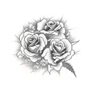 Bull Skull, Rose, Wheat, Canola, colour tattoo design idea